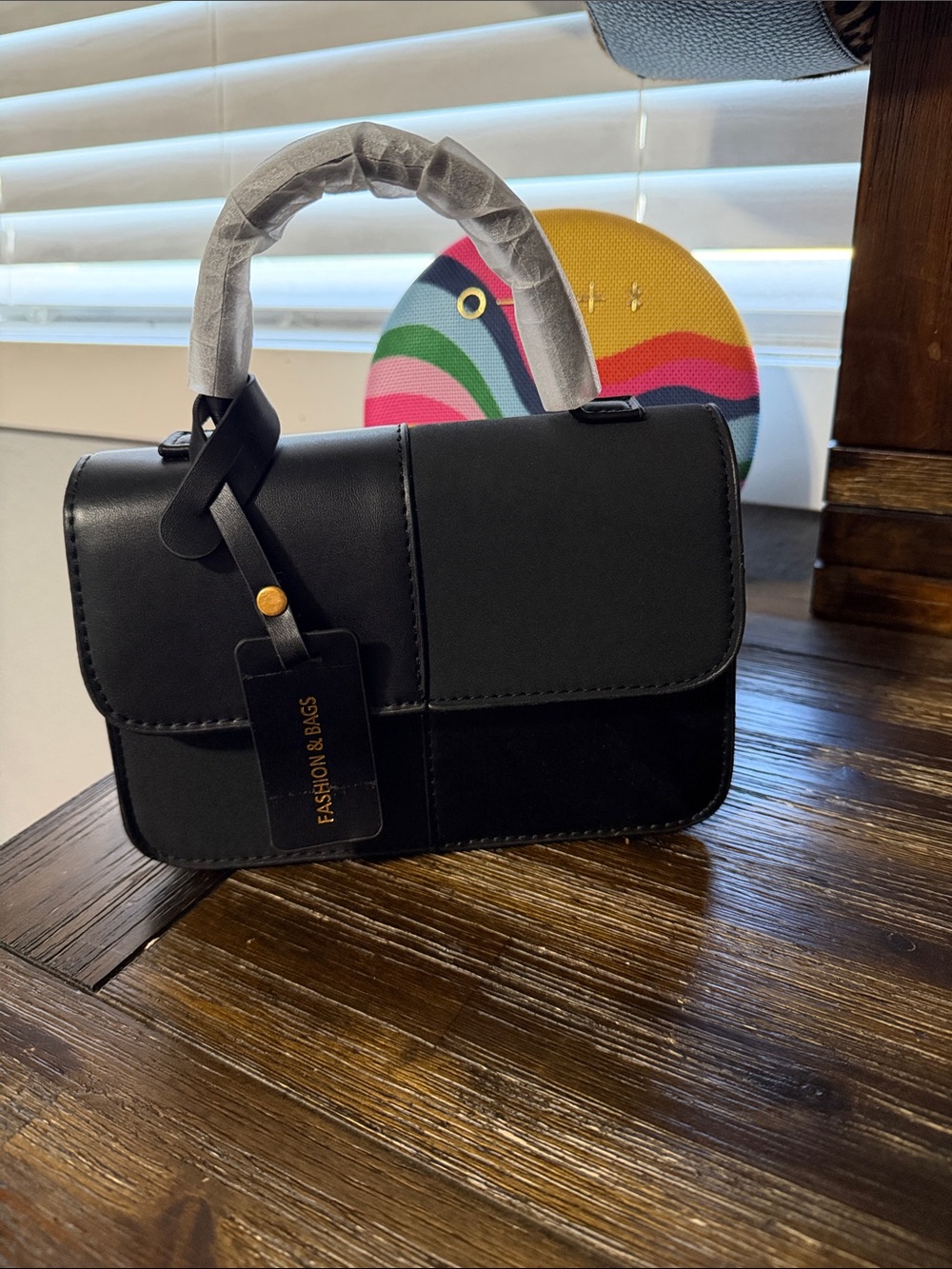 Black Top-Handle Crossbody Bag